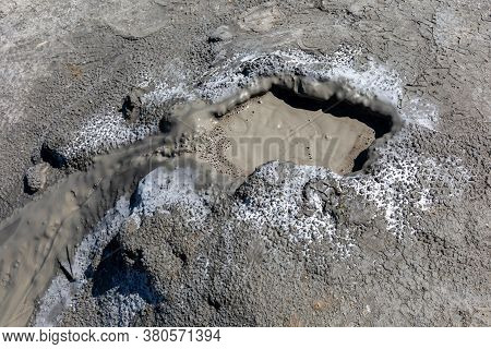 Mud Geyser Or Mud Volcano. Geological Formation. Particular Hydrogeological Conditions Generally All