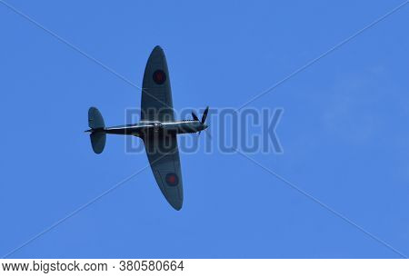 Ickwell, Bedfordshire, England - August 02, 2020: Classic Supermarine Spitfire Pr.xi 'pl983 / R' (g-