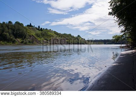 North Saskatchewan River In Edmonton, Alberta Near Goldbar Park