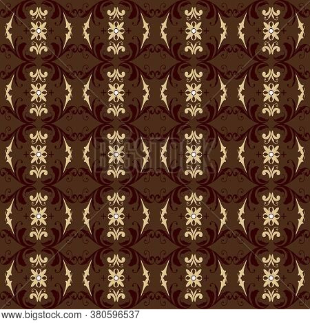 Unique Flower Pattern On Parang Batik With Modern Dark Brown Color Design.