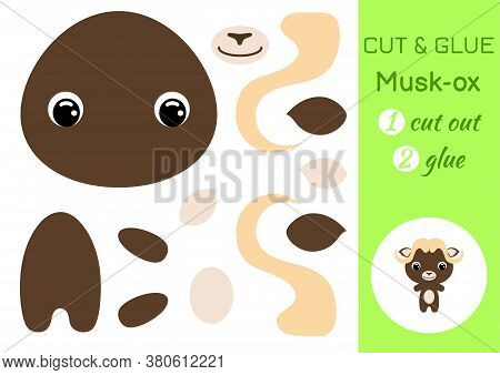 Cut And Glue Baby Musk-ox. Education Developing Worksheet. Color Paper Game For Preschool Children. 