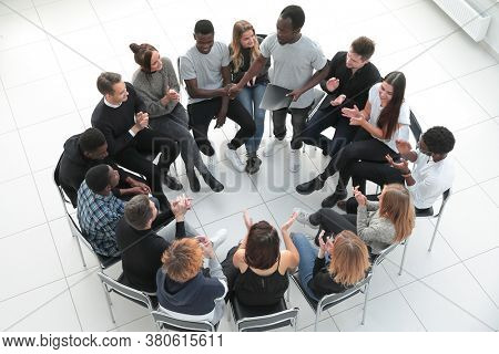 Speaker Giving a Talk at Business Meeting. Audience in the confe