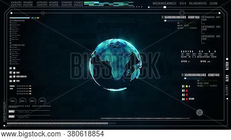 Hi-tech Futuristic User Interface Head Up Display Screen With Digital Data And Information Display A