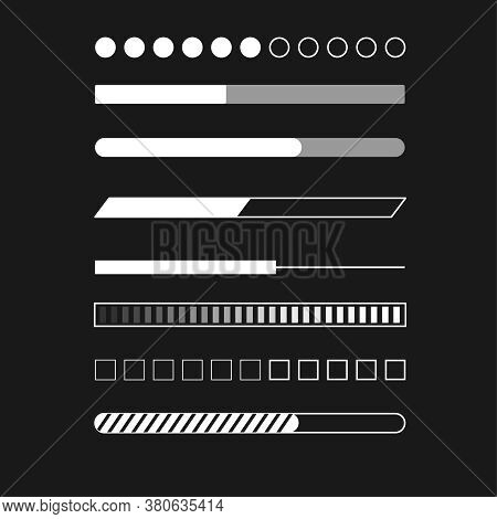 Web Progress Status Load Data Upload Bar Digital Symbol Download Buffer Page Indication Concept Vect