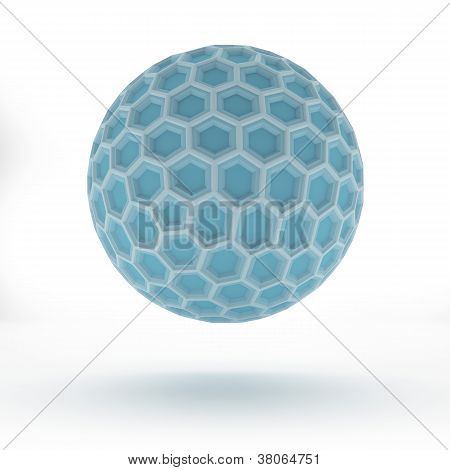 Blue globe with hexagon signs