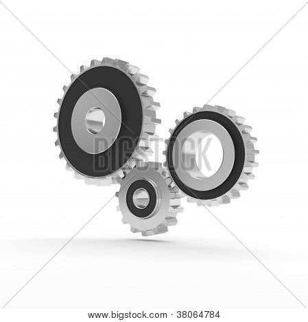 Gear system isolated on white
