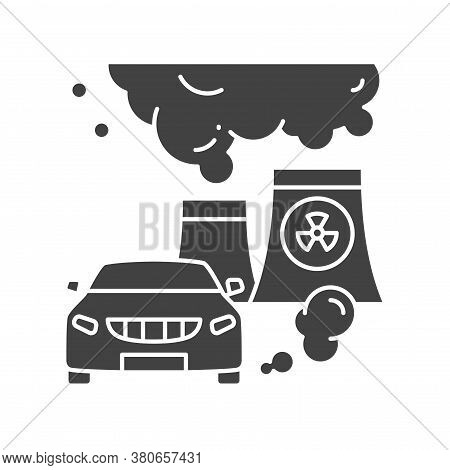 Air Pollution Black Glyph Icon. Environmental Problems. Sign For Web Page, App. Ui Ux Gui Design Ele