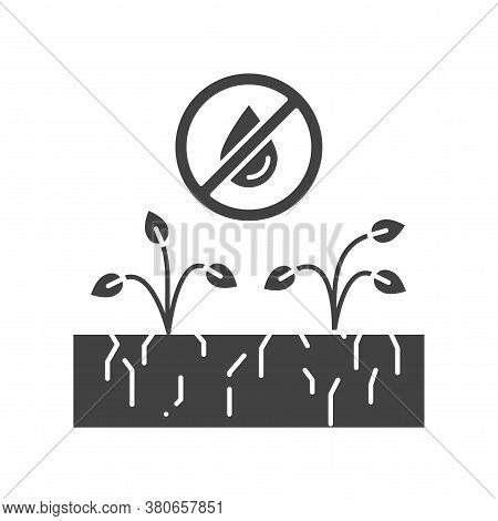 Drought Land Black Glyph Icon. Global Warming. Environmental Problems. Sign For Web Page, App. Ui Ux