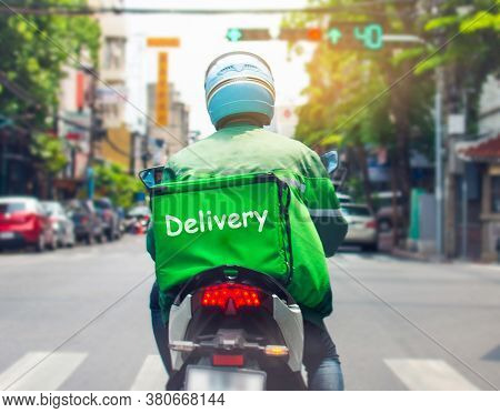 Food Delivery Drivers Are Driving To Deliver Products To Customers Who Order Online. Impact Of Epide