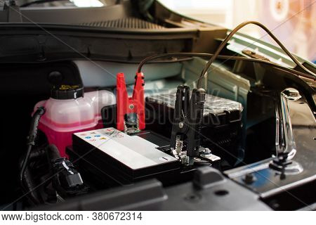 Car, Open The Bonnet, Connect The Battery, Negative Black, Positive Positive, Red To Charge The Batt