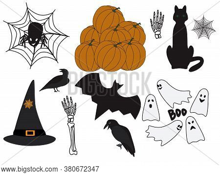 Halloween Set. Isolated Vector Illustrations On A White Background