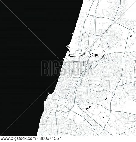Urban City Map Of Tel Aviv-yafo. Vector Illustration, Tel Aviv-yafo Map Art Poster.