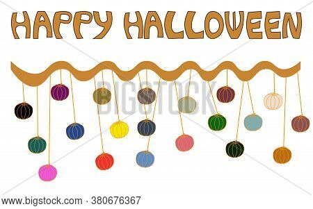 Halloween Vector Garland And Text On A White Background For Halloween Party Design