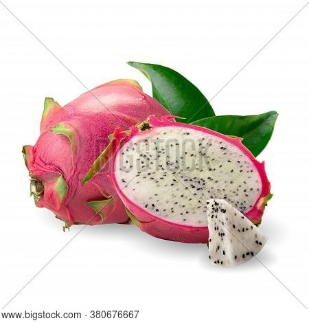 Dragonfruit Or Pitaya Isolated On White Background With Clipping Path.