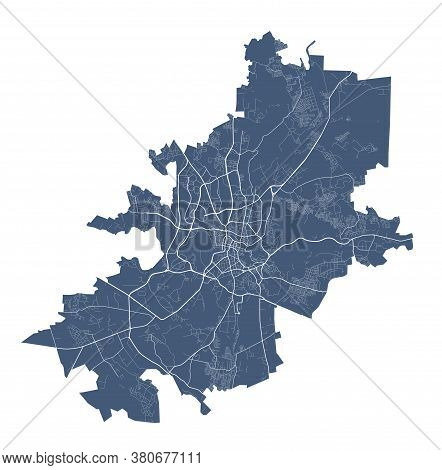 Vilnius Map. Detailed Vector Map Of Vilnius City Administrative Area. Dark Poster With Streets On Wh