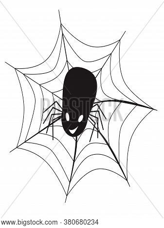 Halloween Vector Illustration Cobweb And Spider. Education Card For Children. Cover Design