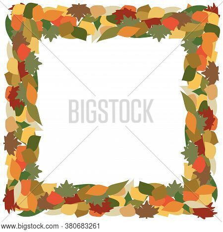 Autumn Leaves. Square Frame Template. Vector Illustration. Copy Space.