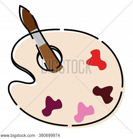 Paint Palette And Paintbrush. School Suplies - Vector