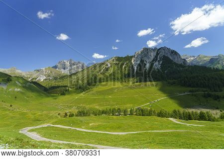 Mountain Landscape Along The Road To Crocedomini Pass, In The Brescia Province, Lombardy, Italy, At 