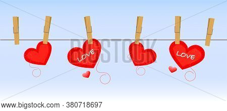 Illustration valentines day Clothes line love, set. Romantic Soft, Cuple