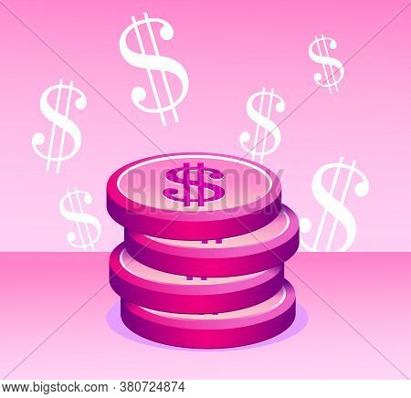 Illustration of Pink money, coin LGBT of Gay community.
