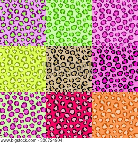 Illustration Collection Leopard Skin Textures, Leopard Sets Pattern Animal Print