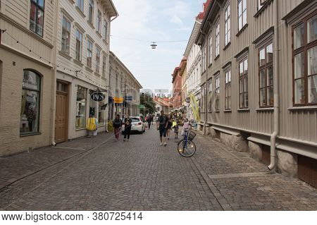 Gothenburg, Sweden - June 18 2019: The View Of Haga District Typical Street On June 18 2019 In Gothe