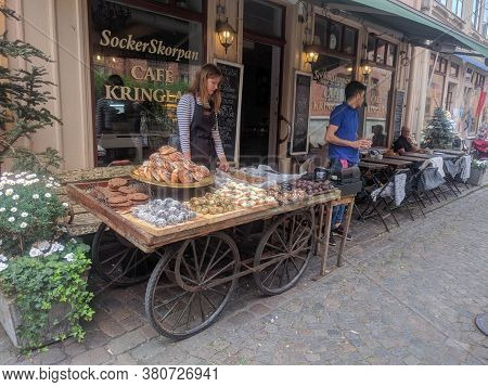 Gothenburg, Sweden - June 18 2019: The View Of Shops In The Old Haga District On June 18 2019 In Got