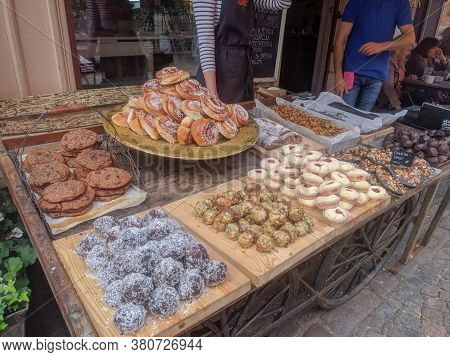 Gothenburg, Sweden - June 18 2019: The View Of Shops In The Old Haga District On June 18 2019 In Got