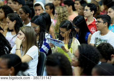 Salvador, Bahia / Brazil - August 23, 2014: Students Are Seen During Preparatory Class For The Natio