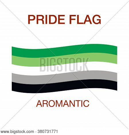 Aromantic Pride Flag On White Background. Pride Symbol.the Official Symbol Of The Community