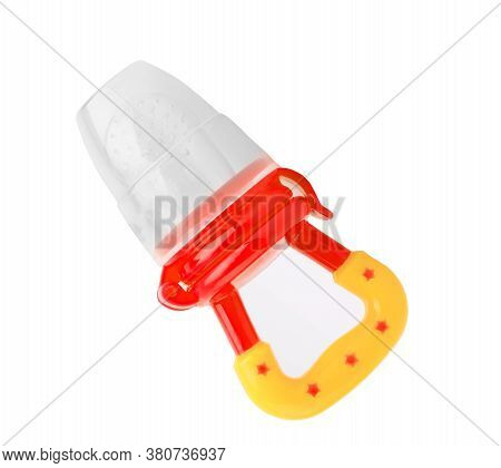 Baby's Nibbler And Ripe Strawberry On White Background