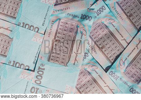 Ukrainian Hryvnia In The Face Value Of One Thousand Hryvnias, The Texture Of One Thousand Hryvnia No
