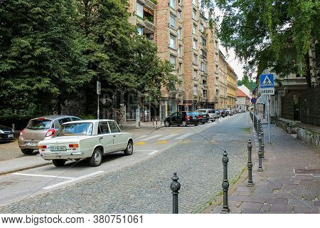 Ljubljana, Slovenia - July 16th 2018: Rimska Ceska Street In Ljubljana, Slovenia