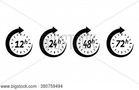 Icon 12 Hours, 24 Hours, 48 Hours, 72 Hours. Vector Illustration Eps 10