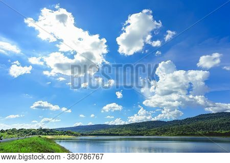 Beautiful Landscape Of Tha Krabak Reservoir In Sa Kaeo, Thailand.