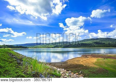 Beautiful Landscape Of Tha Krabak Reservoir In Sa Kaeo, Thailand.