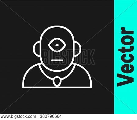 White Line Cyclops Icon Isolated On Black Background. Vector