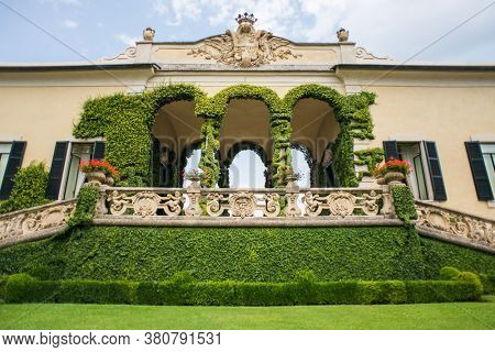 Villa Balbianello. Lake Como. Italy - July 19, 2019: Exteriors of Villa del Balbianello on lake Como. Italy.