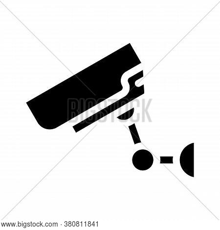 Secure Video Camera Glyph Icon Vector Illustration