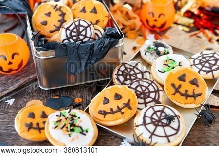 Colorful Frosted Cookies For A Happy Halloween