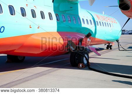 Kyiv, Ukraine - June 27, 2020: Aircraft Atr 72-212a Airline Windrose. Airplane Medium-range Turbopro