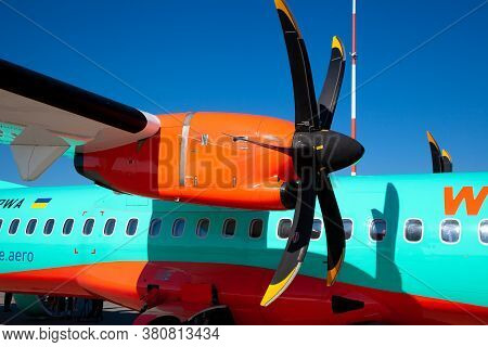 Kyiv, Ukraine - June 27, 2020: Aircraft Atr 72-212a Airline Windrose. Airplane Medium-range Turbopro