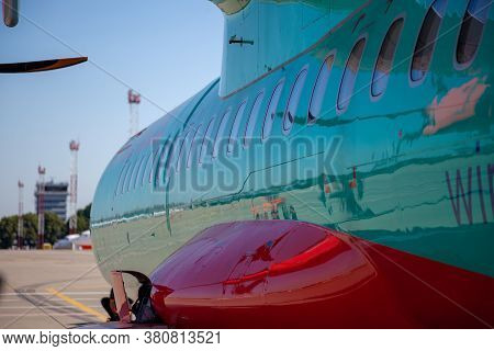 Kyiv, Ukraine - June 27, 2020: Aircraft Atr 72-212a Airline Windrose. Airplane Medium-range Turbopro