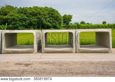 Reinforced Concrete Box Culverts. These Square Pre-cast Culverts Are Part Of A Sewage Replacement Sc