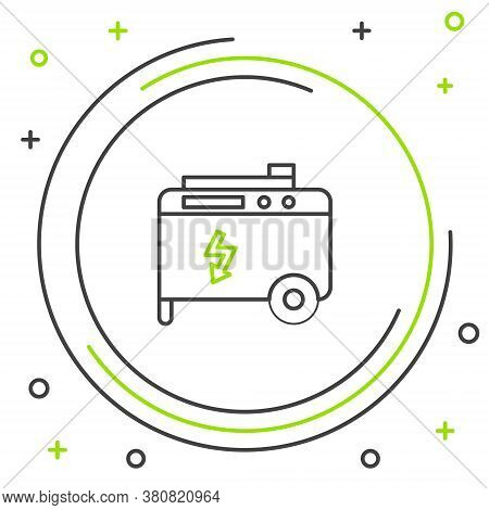 Line Portable Power Electric Generator Icon Isolated On White Background. Industrial And Home Immova