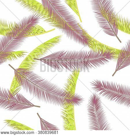 Tropical Feather Plumelet Vector Seamless Pattern. Abstract Fabric Print. Ethnic Aztec Feather Plume