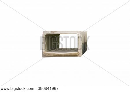 A Reinforced Concrete Box Culvert Isolated On A White Background. This Square Pre-cast Culvert Is Pa