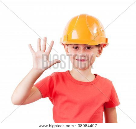 Ragazza In un casco di protezione
