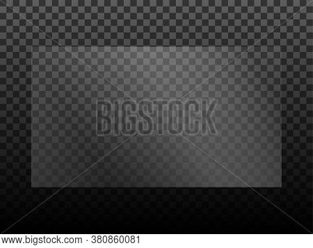 Transparent Shiny Glass Plate. Plastic Sheet. Clear Glass Showcase On A Transparent Background. Real